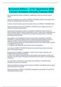 Business Ethics - C717 Questions With Correct Answers Already Passed 2025