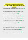 Clinical Oncology 2 Final  UPDATED  ACTUAL  Exam Questions and CORRECT  Answers
