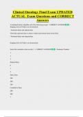 Clinical Oncology  Bundled Exam Questions WITH  CORRECT Answers