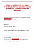 EXAM 4&colon; NUR242&sol; NUR 242 &lpar;2025&rpar; MEDICAL-SURGICAL NURSING EXAM &vert; QUESTIONS AND 100&percnt; VERIFIED ANSWERS&vert;