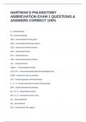 HARTMAN&rsquo;S PHLEBOTOMY ABBREVIATION EXAM 1 QUESTIONS & ANSWERS CORRECT 100&percnt;