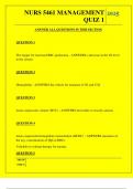  NURS 5461 MANAGEMENT QUIZ 1 QUESTIONS AND ANSWERS 2025