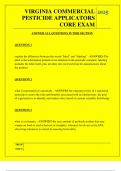 VIRGINIA COMMERCIAL PESTICIDE APPLICATORS CORE EXAM QUESTIONS AND ANSWERS 2025