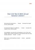 Stat 210 Test 6 With Actual Solution &lpar;2025&rpar;&excl;&excl;