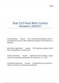Stat 210 Final With Correct Answers &lpar;2025&rpar;&excl;&excl;