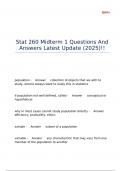 Stat 260 Midterm 1 Questions And Answers Latest Update &lpar;2025&rpar;&excl;&excl;