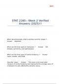 STAT 2160 - Week 2 Verified Answers &lpar;2025&rpar;&excl;&excl;