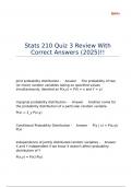 Stats 210 Quiz 3 Review With Correct Answers &lpar;2025&rpar;&excl;&excl;