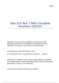 Stat 210 Test 7 With Complete Solutions &lpar;2025&rpar;&excl;&excl;