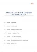 Stat 210 Quiz 1 With Complete Solutions &lpar;2025&rpar;&excl;&excl;