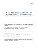STAT 210 Test 1 Questions And Answers Latest Update &lpar;2025&rpar;&excl;&excl;