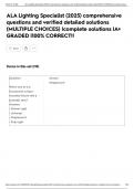 ALA Lighting Specialist &lpar;2025&rpar; comprehensive questions and verified detailed solutions &lpar;MULTIPLE CHOICES&rpar; &vert;complete solutions &vert;A&plus; GRADED &vert;100&percnt; CORRECT&excl;&excl;