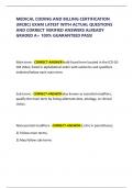 MEDICAL CODING AND BILLING CERTIFICATION &lpar;MCBC&rpar; EXAM LATEST WITH ACTUAL QUESTIONS AND CORRECT VERIFIED ANSWERS ALREADY GRADED A&plus; 100&percnt; GUARANTEED PASS&excl;