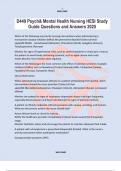 D449 Psych& Mental Health Nursing HESI Study Guide Questions and Answers 2025
