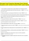 Servsafe Food Protection Manager Exam Review Questions with Verified Answers 2025 Latest Update