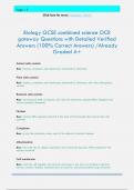 Biology GCSE combined science OCR  gateway Questions with Detailed Verified  Answers &lpar;100&percnt; Correct Answers&rpar; &sol;Already  Graded A&plus;