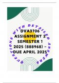 DVA3706 Assignment 2 Semester 1 2025 &lpar;888968&rpar; - DUE April 2025