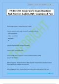 NURS 5335 Respiratory Exam Questions And Answers &vert;Latest 2025 &vert; Guaranteed Pass