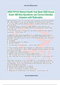 HESI PSYCH Mental Health Test Bank 2025 Actual Exam 300 Real Questions and Correct Detailed Answers with Rationales