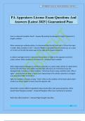 PA Appraisers License Exam Questions And Answers &vert;Latest 2025 &vert; Guaranteed Pass