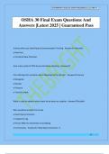 OSHA 30 Final Exam Questions And Answers &vert;Latest 2025 &vert; Guaranteed Pass