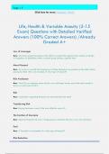 ife&comma; Health & Variable Annuity &lpar;2-15  Exam&rpar; Questions with Detailed Verified  Answers &lpar;100&percnt; Correct Answers&rpar; &sol;Already  Graded A&plus; Law of Averages Ans&colon; Insurance concept founded on the ability to predict the approximate number of deaths  or frequency of dis