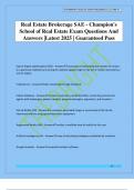 Real Estate Brokerage SAE - Champion's School of Real Estate Exam Questions And Answers &vert;Latest 2025 &vert; Guaranteed Pass
