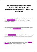 USPS 421 WINDOW CLERK EXAM LATEST 2025 WITH ACTUAL QUESTIONS AND CORRECT VERIFIED ANSWERS