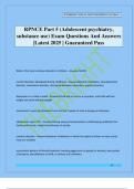 RPNCE Part 5 &lpar;Adolescent psychiatry&comma; substance use&rpar; Exam Questions And Answers &vert;Latest 2025 &vert; Guaranteed Pass