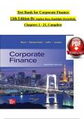 Test bank for corporate finance 13th stephen ross randolph westerfield jeffrey jaffe