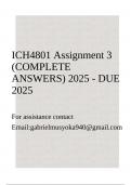 ICH4801 Assignment 3 (COMPLETE ANSWERS) 2025 - DUE 2025