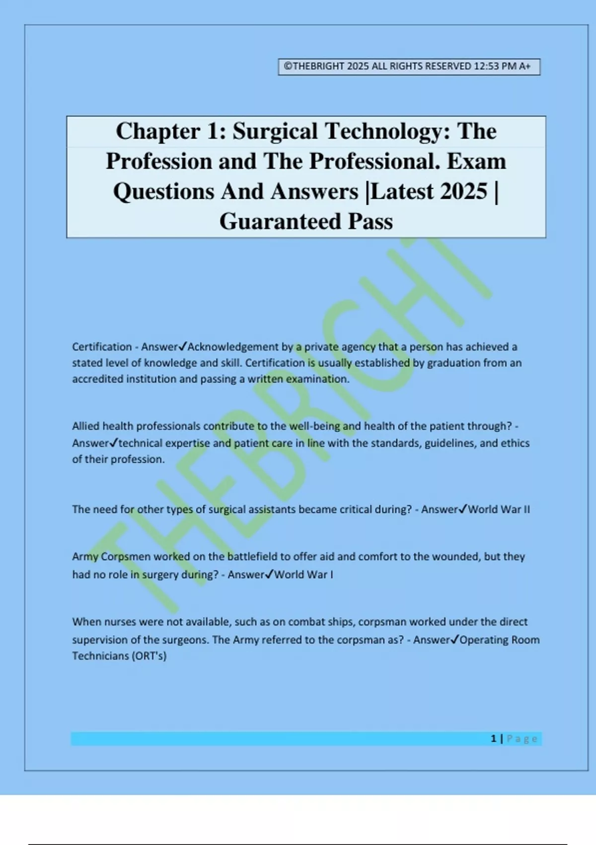 Chapter 1: Surgical Technology: The Profession and The Professional ...