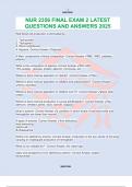 NUR 2356 FINAL EXAM 2 LATEST QUESTIONS AND ANSWERS 2025