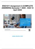 ENG1511 Assignment 2 &lpar;COMPLETE ANSWERS&rpar; Semester 1 2025 - DUE 14 April 2025