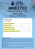  MNB3702 Assignment 2 &lpar;ANSWERS&rpar; Semester 1 2025 - DISTINCTION GUARANTEED