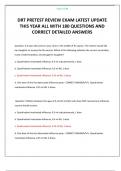 DRT PRETEST REVIEW EXAM LATEST UPDATE THIS YEAR ALL WITH 180 QUESTIONS AND CORRECT DETAILED ANSWERS 