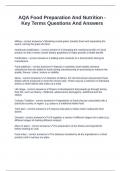 AQA Food Preparation And Nutrition - Key Terms Questions And Answers