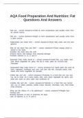 AQA Food Preparation And Nutrition&colon; Fat Questions And Answers