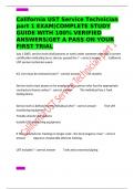 California UST Service Technician part 1 EXAM&vert;COMPLETE STUDY GUIDE WITH 100&percnt; VERIFIED ANSWERS&vert;GET A PASS ON YOUR FIRST TRIAL