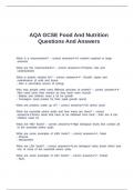 AQA GCSE Food And Nutrition Questions And Answers