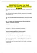NBCOT COTA Exam Test Bank Questions with 100&percnt; Verified Correct Answers