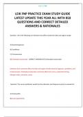 LEIK FNP PRACTICE EXAM STUDY GUIDE LATEST UPDATE THIS YEAR ALL WITH 850 QUESTIONS AND CORRECT DETAILED ANSWERS & RATIONALES