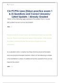 CA PT&sol;PTA Laws &lpar;Edsyn practice exam 1  & 2&rpar; Questions and Correct Answers&sol;  Latest Update &sol; Already Graded