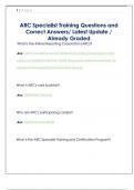     ARC Specialist Training Questions and  Correct Answers&sol; Latest Update &sol;  Already Graded