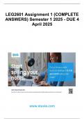 LEG2601 Assignment 1 &lpar;COMPLETE ANSWERS&rpar; Semester 1 2025 - DUE 4 April 2025