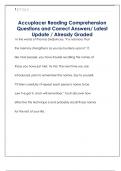 Accuplacer Reading Comprehension  Questions and Correct Answers&sol; Latest  Update &sol; Already Graded