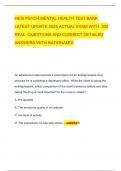 HESI PSYCH MENTAL HEALTH TEST BANK LATEST UPDATE 2025 ACTUAL EXAM WITH 300 REAL QUESTIONS AND CORRECT DETAILED ANSWERS WITH RATIONALES