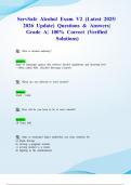 ServSafe Alcohol Exam V2 &lpar;Latest 2025&sol; 2026 Update&rpar; Questions & Answers&vert; Grade A&vert; 100&percnt; Correct &lpar;Verified Solutions&rpar;