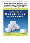 TEST BANK Essentials of Nursing Leadership & Management 7 Edition by Sally A&period; Weiss All Chapters