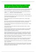 NUTRITION PRACTICE EXAM 2 TEST BANK QUESTIONS AND ANSWERS